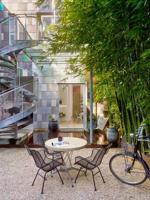 Exterior view of the entry courtyard for Shotwell Garden Retreat in San Francisco.