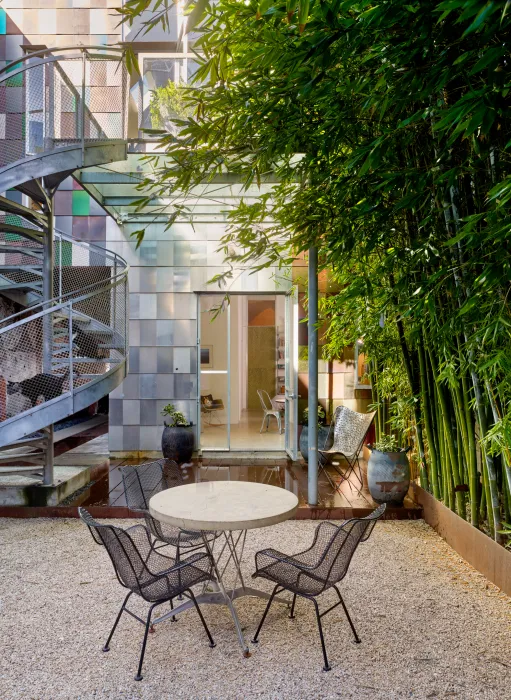 Exterior view of the entry courtyard for Shotwell Garden Retreat in San Francisco.