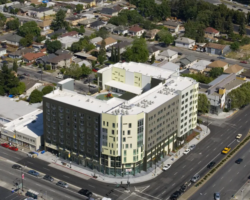 Aerial view of Delmas Park in San Jose, California.