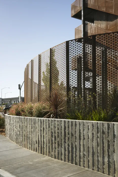 Exterior view of courtyard fence at The Union in Oakland, Ca. 