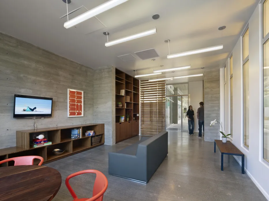 Resident lounge at Richardson Apartments in San Francisco.