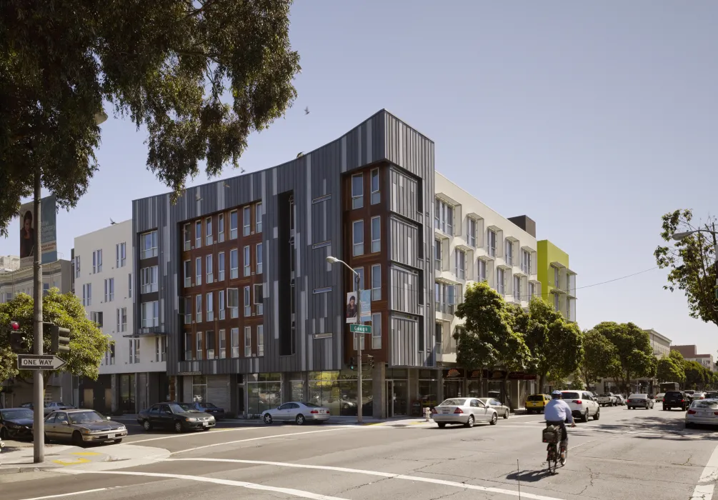 Corner exterior view of Richardson Apartments in San Francisco.