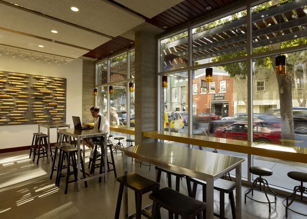 Interior of Hayes Valley Bakeworks in the retail corner of Richardson Apartments in San Fransisco. 