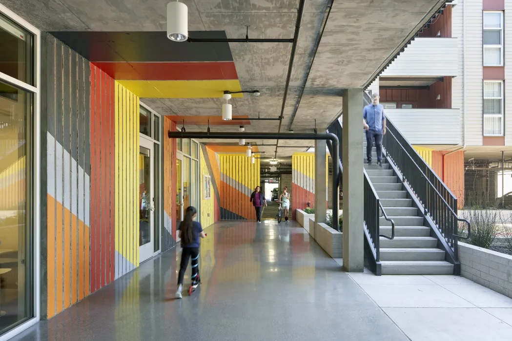 Exterior hallway at Edwina Benner Plaza