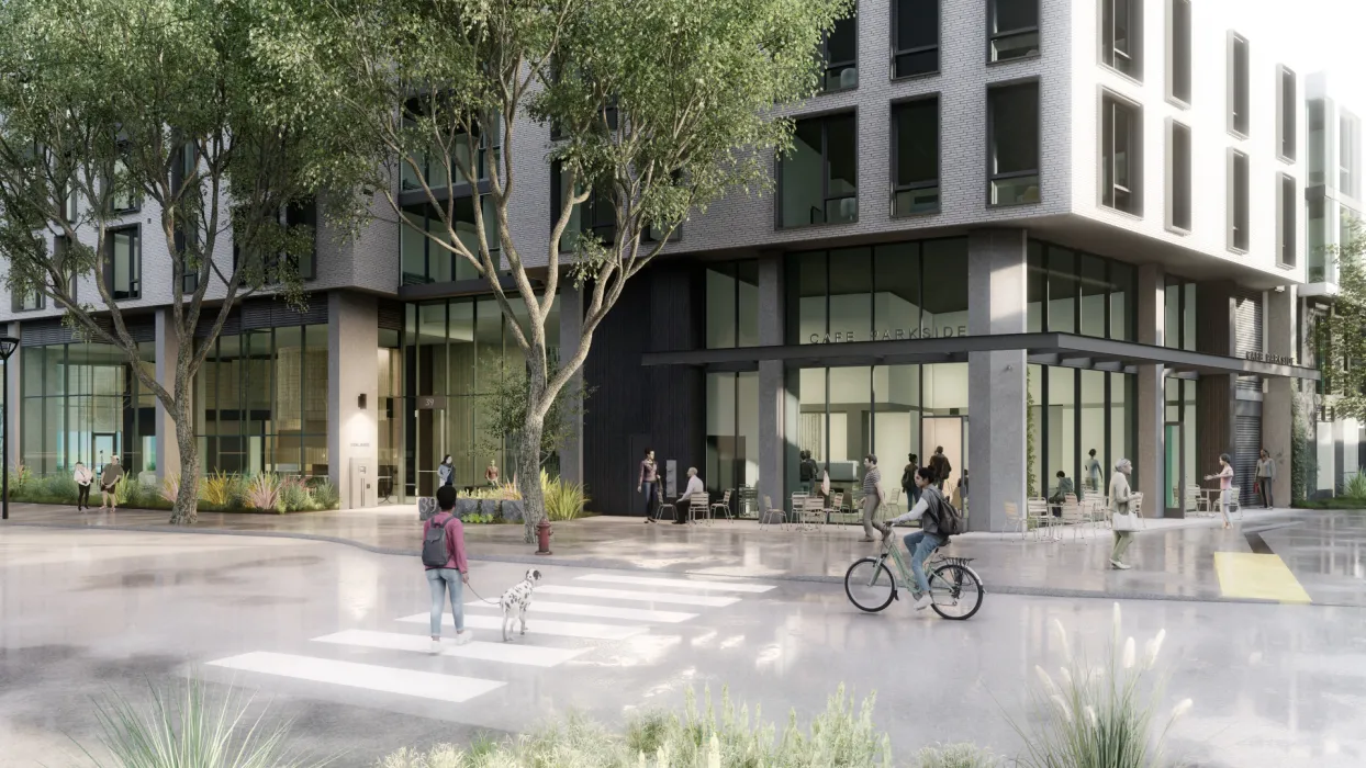 Exterior rendering of Isle House in Treasure Island, San Francisco, Ca.
