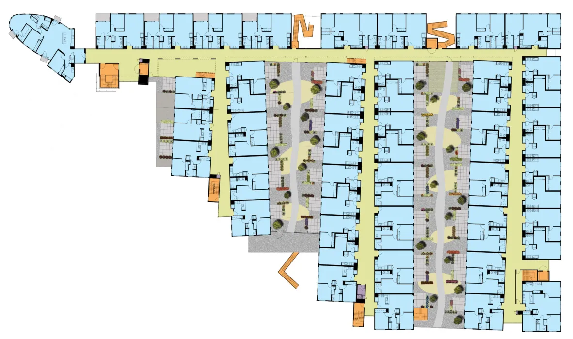 Typical upper level plan for 888 Seventh Street in San Francisco.