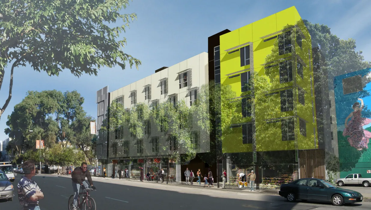 Exterior rendering for Richardson Apartments in San Francisco at Gough Street.