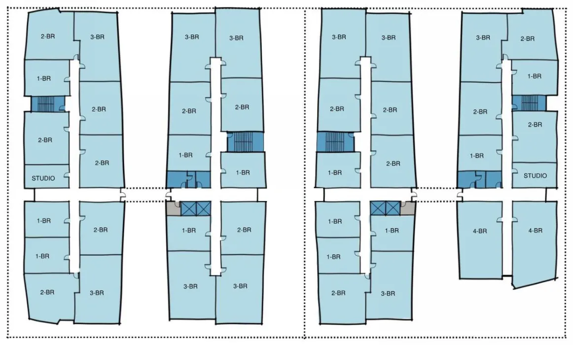 Level three through five presentation plan for Sunnydale Block 3 in San Francisco.