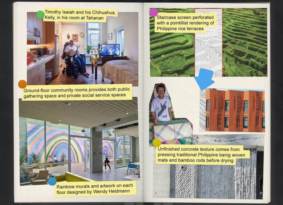 Collage of Tahanan Supportive Housing in San Francisco images.