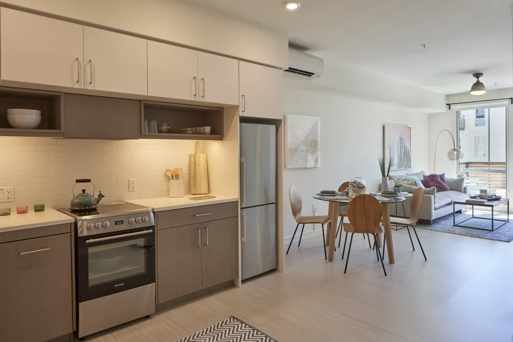 Kitchen in a unit of Union Flats in Union City, California.