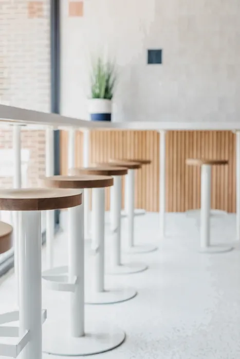 Interior detail of barstools at Big Spoon Creamery in Huntsville, Alabama