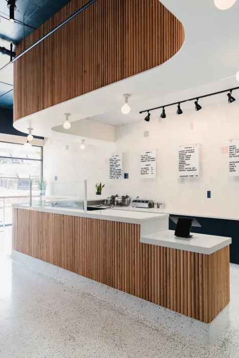 Interior view of the service counter at Big Spoon Creamery in Huntsville, Alabama.