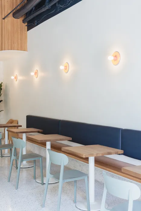 Interior view of the tables at Big Spoon Creamery in Huntsville, Alabama