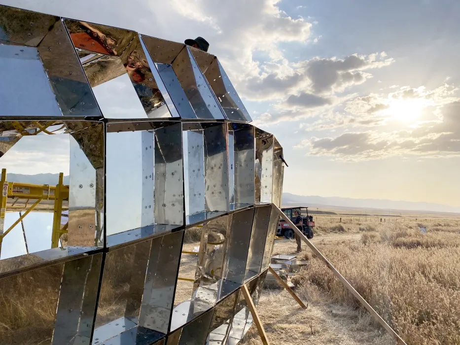 peepSHOW under construction in the desert in New Cuyama, California.