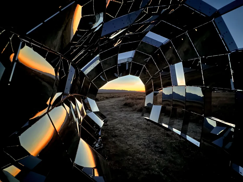 Looking through peepSHOW in the desert during sunset in New Cuyama, California.