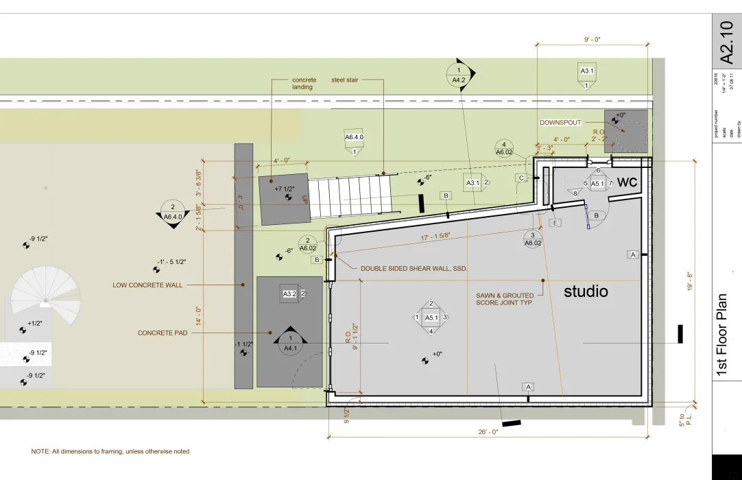 Site plan for the first level of Zero Cottage, the workshop.