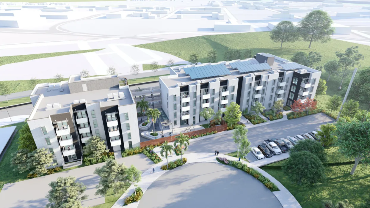 Aerial rendering for West Gateway in Sacramento.