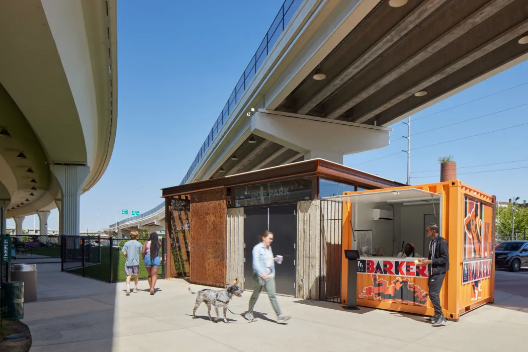 Exterior view of City Walk and the dog bakery in Birmingham, Alabama.