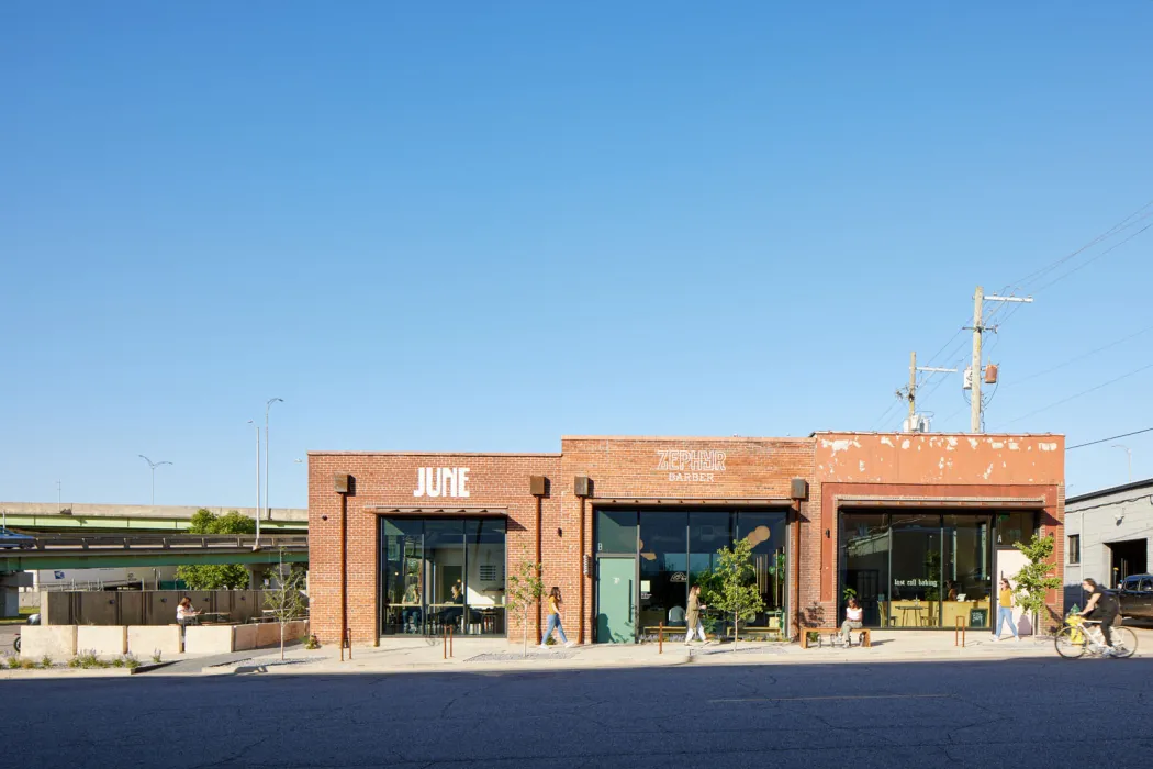 Exterior of the front of the Bandsaw Building in Birmingham, Alabama.