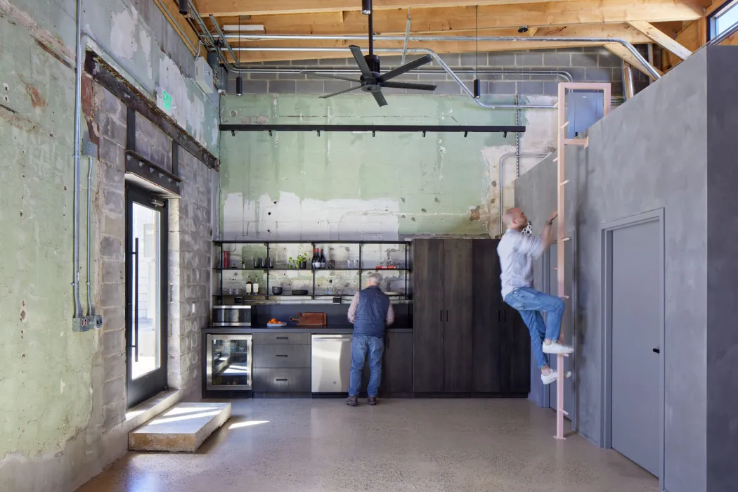 Office interior of Locke Contractors at the Bandsaw Building in Birmingham, Alabama.