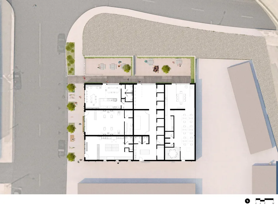 Ground floor site plan for the Bandsaw Building in Birmingham, AL.