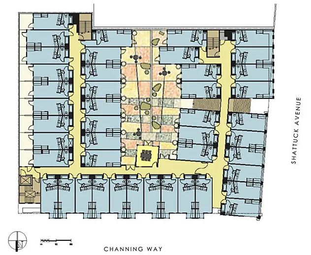 Typical upper level plan for Manville Hall in Berkeley, California.