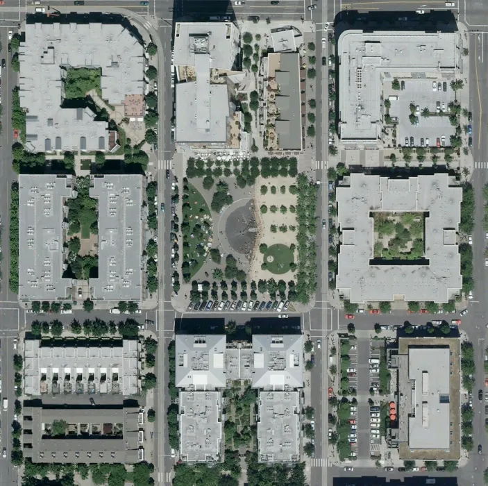 Satellite image of the Portland Pearl district in Portland, Oregeon.