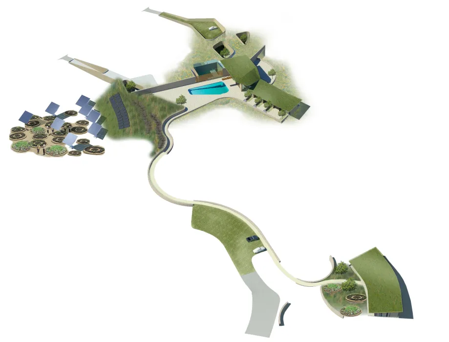 Aerial rendering of the Qc2 site.