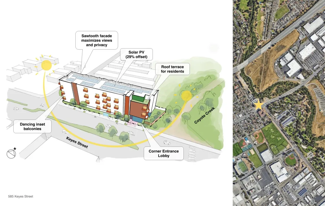 Site Diagram for 585 Keyes Street in San Jose, California.