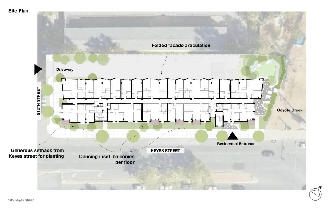 Site plan for 585 Keyes Street in San Jose, California.