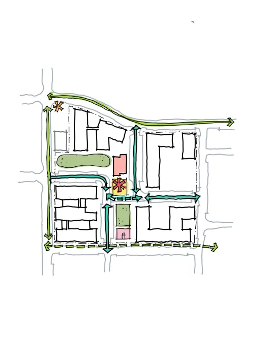 Site plan showing the circulation of the RESHAP Alameda Point site in Alameda, Ca.