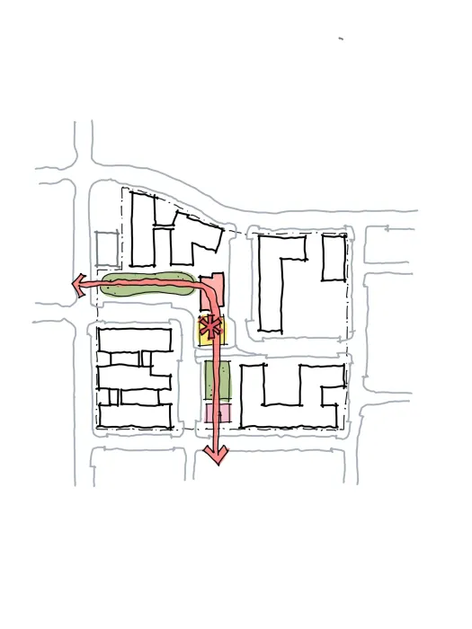 Site plan highlighting community amenities locations for RESHAP Alameda Point in Alameda, Ca.