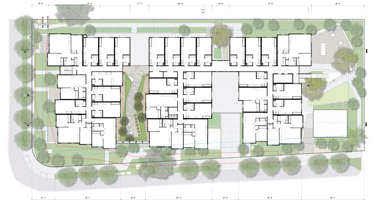  Second level site plan for La Avenida in Mountain View, California.