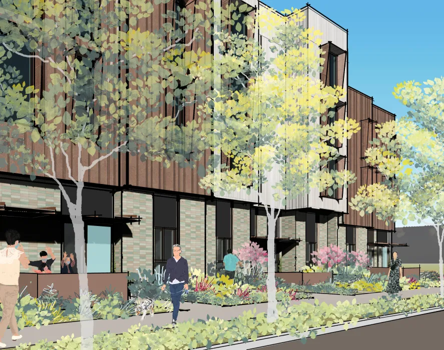 Exterior rendering of 1100 La Avenida in Mountain View, California.