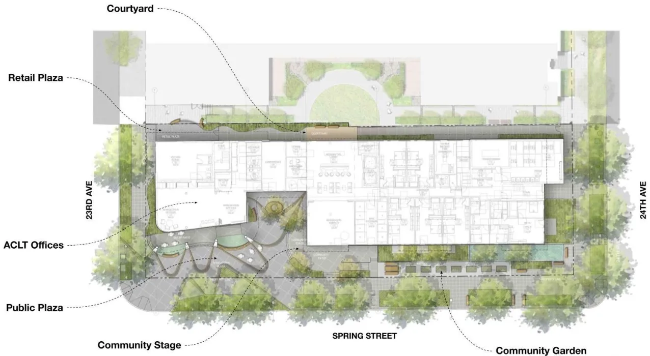 Site Plan for Africatown Plaza in Seattle, Washington.