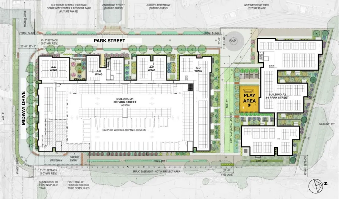 Site plan for Midway Village Phase 1 in Daly City, Ca.