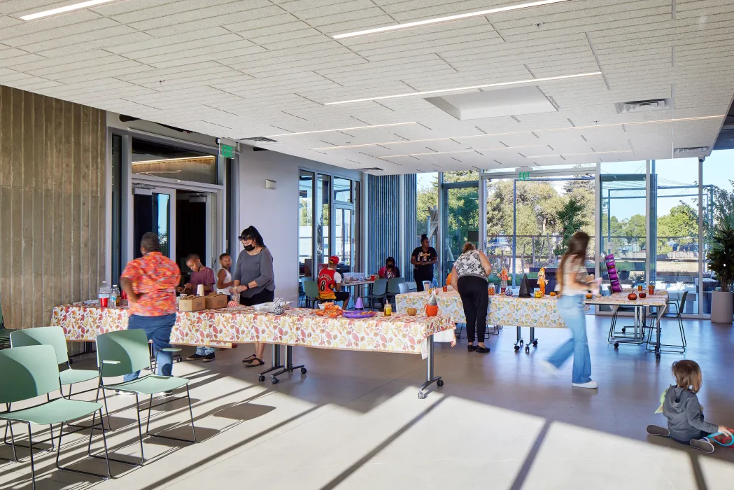 Interior view of the community room at Blue Oak Landing in Vallejo, California.