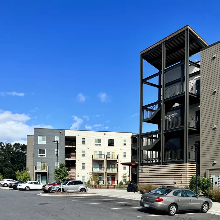 Exterior view of Maple Crest Apartments at Lee Walker Heights in Asheville, North Carolina.