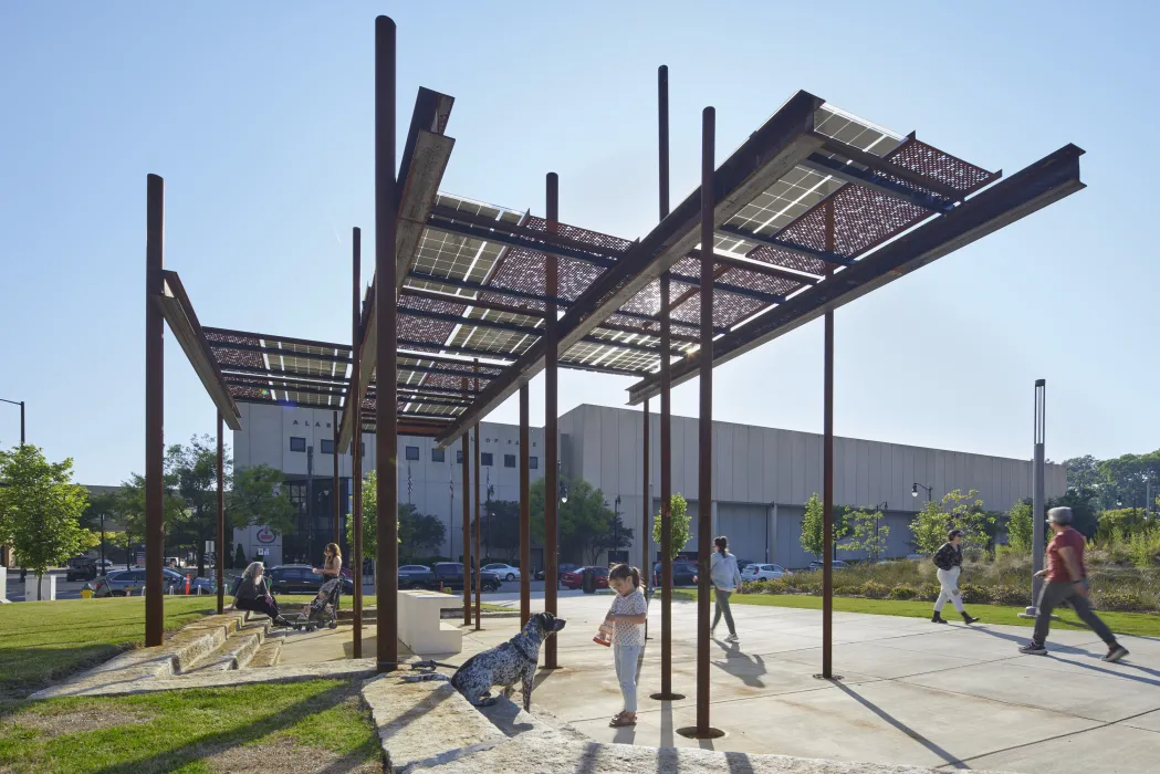 Exterior view of Solar Street Furniture.