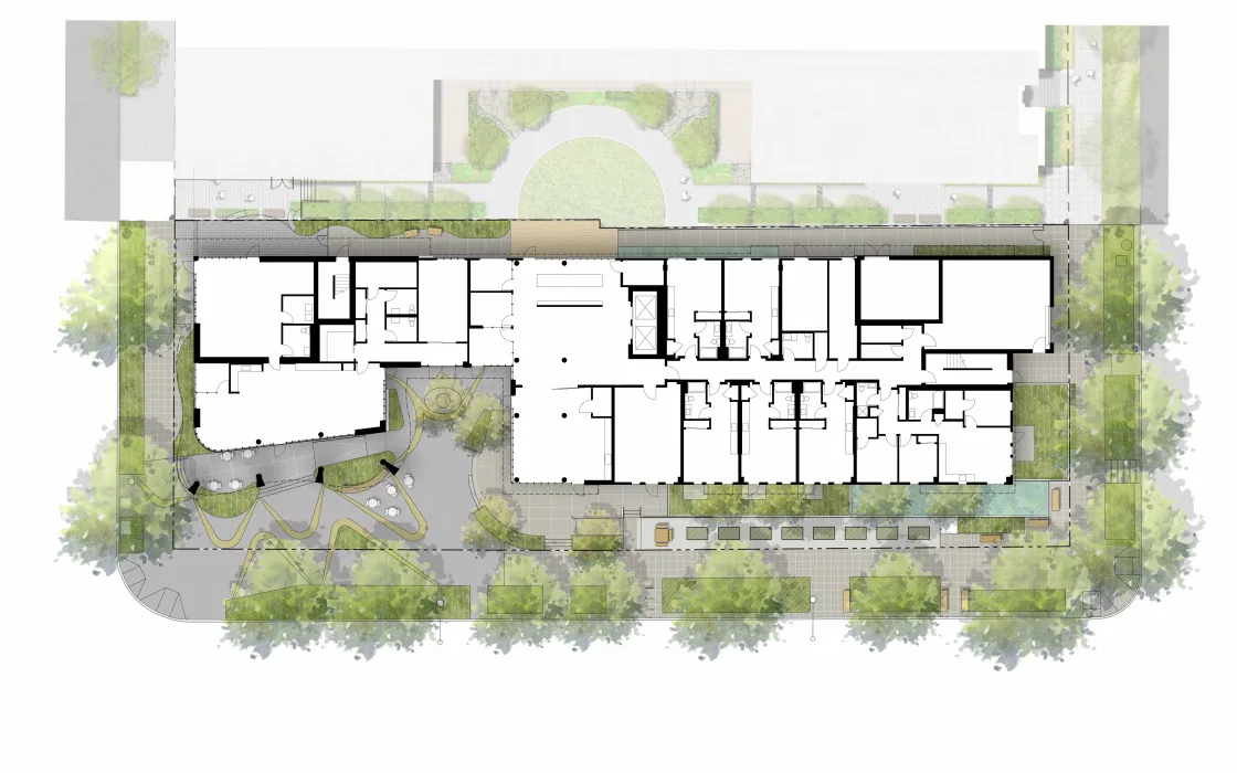 Ground floor Plan for Africatown Plaza in Seattle, Washington.
