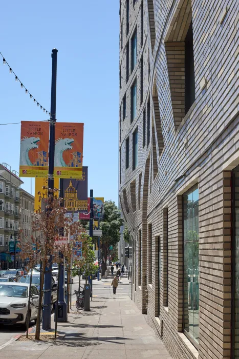 Exterior view of 555 Larkin in San Francisco.