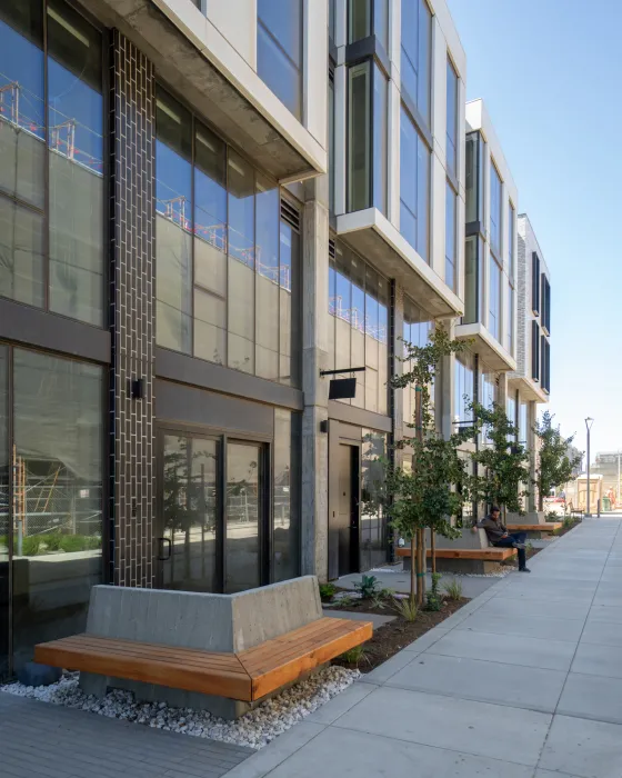 Exterior view of live-work units at Isle House on Treasure Island.