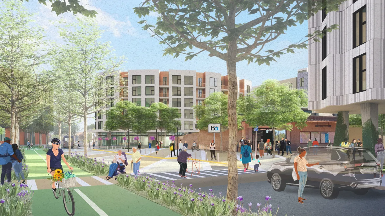 Exterior rendering of North Berkeley BART in Berkeley, California.