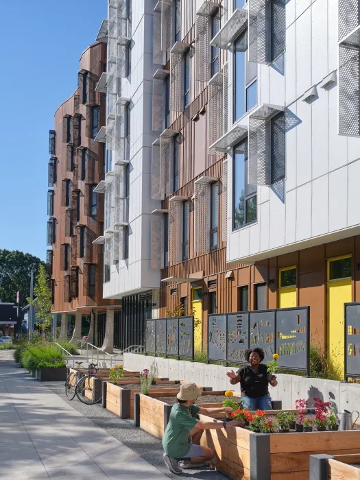 Exterior view of Africatown Plaza in Seattle.
