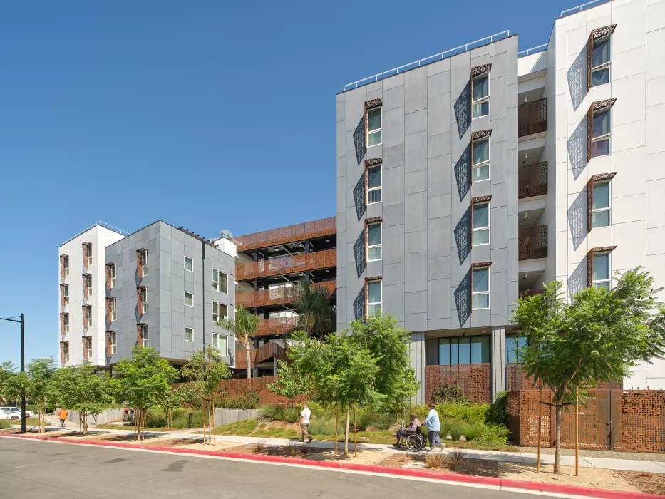 Exterior street view of Sango Court.