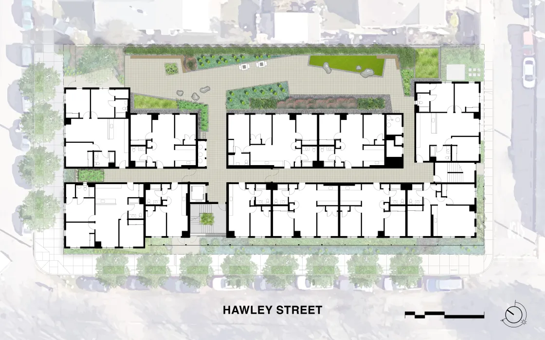 Second and third level site plan for Coliseum Place.