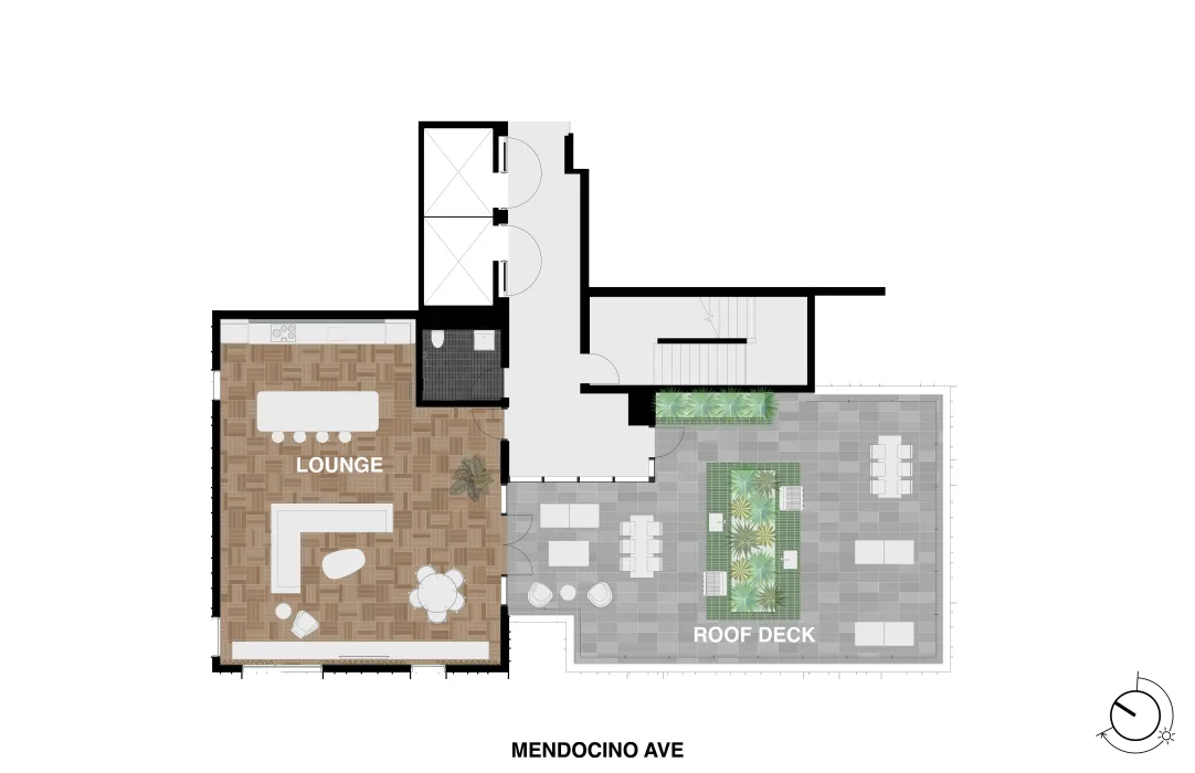 Enlarged site plan for level eight at 420 Mendocino in Santa Rose, California.
