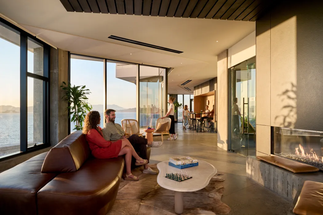 Resident lounge at Isle House on Treasure Island in San Francisco.