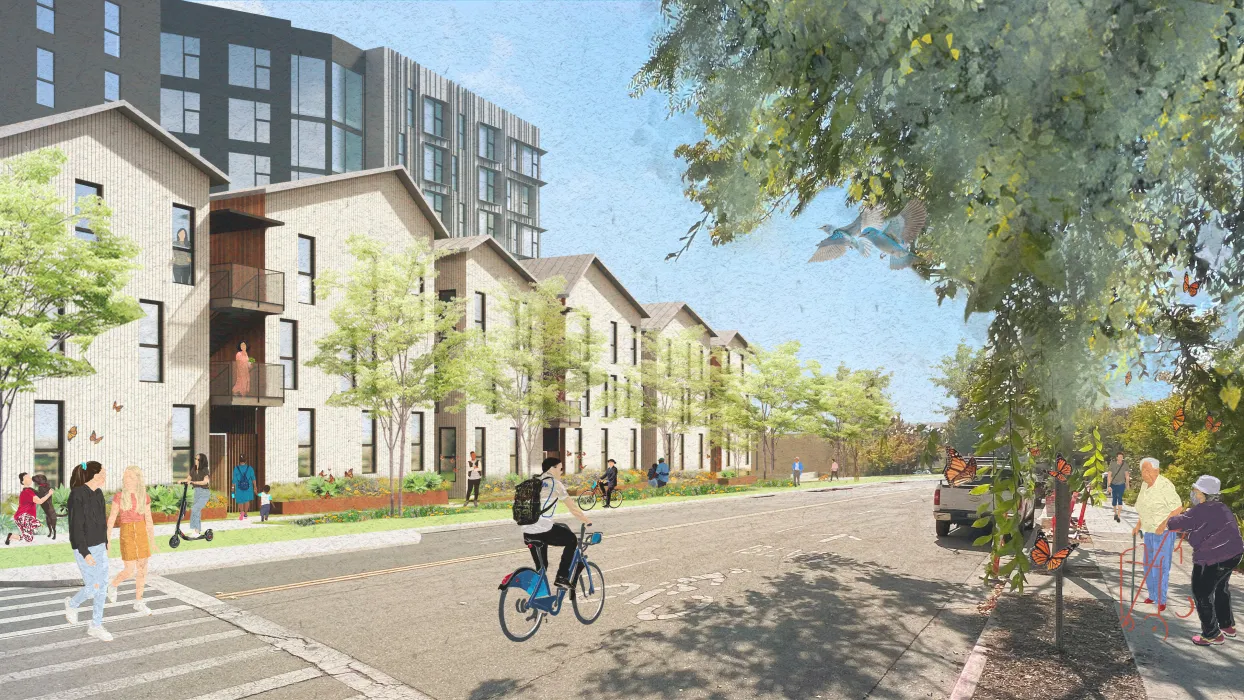 Exterior rendering of North Berkeley BART on Virginia Street  in Berkeley, California.