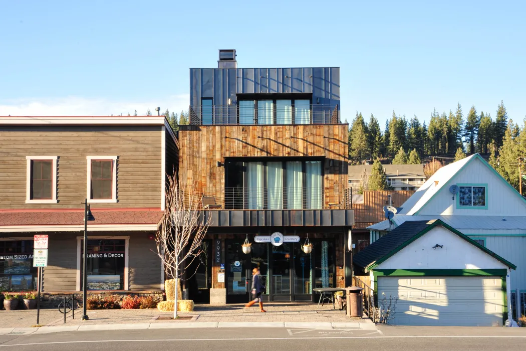 Exterior view of Truckee Prototype Mixed-Use Townhouse in Truckee, California.